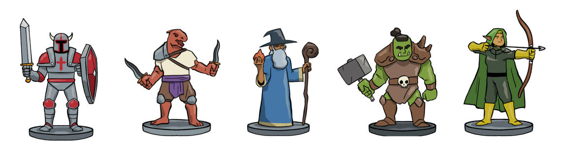 Illustration of three kids playing a Tabletop game.